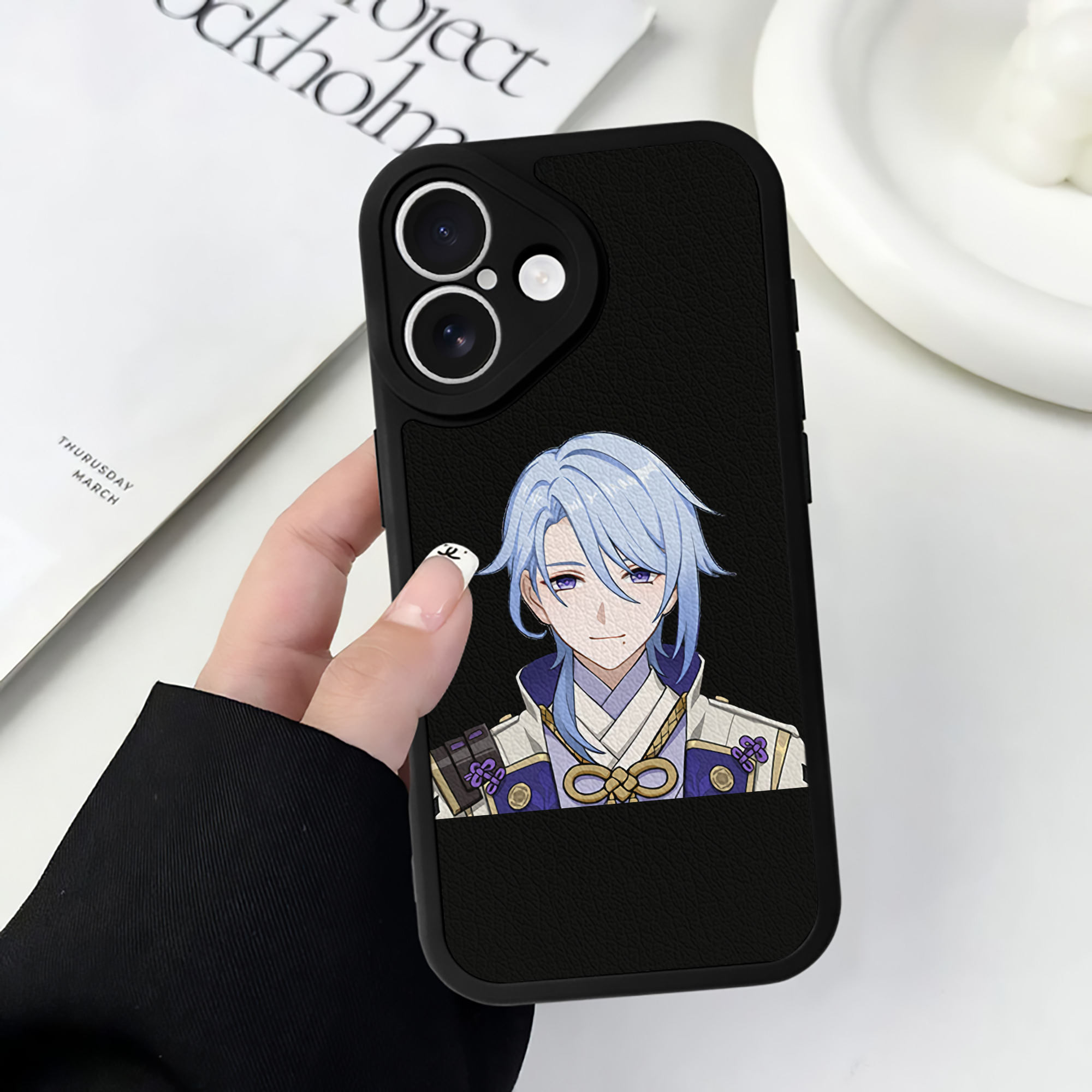 げんし神 神里綾人 かみさとあやと genshin Kamisato Ayato 【iPhone 16シリーズ対応】シリコンスマホケース（レザー調） 材質：シリコン